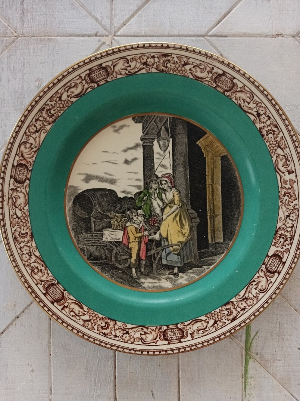 Adams Cream Glazed Round Ceramic Plate with Backstamp